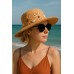 Raffia Crochet 4" Rim w/ Seashells - Tan - HT-ST67436TN
